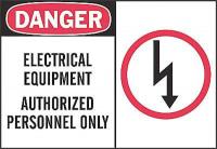 3TY11 Danger Sign, 7 x 10In, R and BK/WHT, ENG