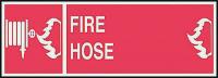 3TY97 Fire Hose Sign, 5 x 14In, WHT/R, FH, ENG