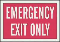 3UA38 Exit Sign, 10 x 14In, R/WHT, EMER Exit Only