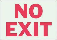 3UA41 No Exit Sign, 10 x 14In, R/WHT, No Exit, ENG