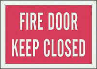 3UA49 Fire Door Sign, 10 x 14In, GRN/R, ENG, Text