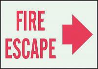 3UA56 Fire Escape Sign, 10 x 14In, R/GRN, ENG