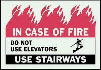 3UA76 Fire Stairways Sign, 10 x 14In, ENG, SURF