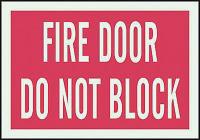 3UA99 Fire Door Sign, 7 x 10In, GRN/R, ENG, Text