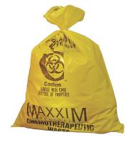 3UAD6 Chemo Waste Bag, Yellow, 34 In. L, PK 100