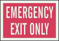 3UB13 Exit Sign, 7 x 10In, R/WHT, EMER Exit Only