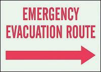 3UB64 Emergency Evacuation Route Sign, 7 x 10In
