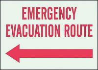 3UB65 Emergency Evacuation Route Sign, 7 x 10In