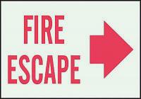 3UB66 Fire Escape Sign, 7 x 10In, R/GRN, Fire ESC