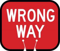 3UTK4 Traffic Cone Sign, Red w/White, Wrong Way