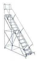 20Z467 Rolling Ladder, Hndrl, Pltfm 140 In H