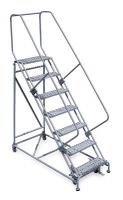 20Z446 Rolling Ladder, Hndrl, Platfm 70 In H