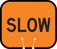 3UUA2 Traffic Cone Sign, Orng/Blk, Slow Traffic