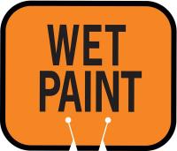 3UUA7 Traffic Cone Sign, Orange w/Blk, Wet Paint