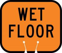 3UUA8 Traffic Cone Sign, Orange w/Blk, Wet Floor