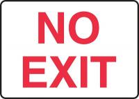 3UVD2 Fire No Exit Sign, 10 x 14In, R/WHT, PLSTC