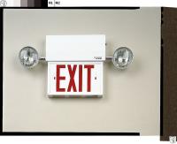3UVP6 Exit Sign w/Emergency Lights, 12W, Red/Grn