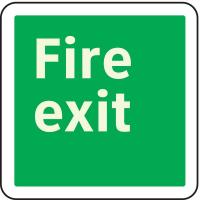 3UWE1 Fire Exit Sign, 8 x 8In, Fire Exit, ENG