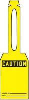 3VAX8 Caut Tag, 5-1/4 x 3-1/4 In, Bk/Yel, PK25
