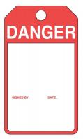 3VCV3 Danger Tag, 5-7/16 x 3-1/16 In, R/Wht, PK25