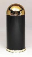 3VPJ6 Waste Receptacle, Round, Black/Brass, 15G