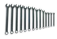 3VY72 Combo Wrench Set, Black, 3/8-1-1/4 in, 14Pc