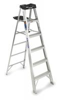 3W423 Stepladder, Aluminum, 6 ft. H, 300 lb. Cap.