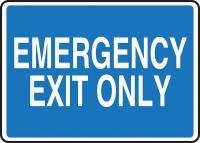 3WCC1 Exit Sign, 7 x 10In, BL/WHT, Self-ADH, ENG