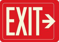 3WCK4 Exit Sign, 9 x 12 In, Red/White, Self Adh