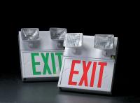 3WCY4 Exit Sign w/Emergency Lights, 8W, Grn