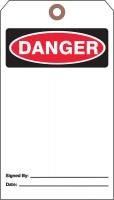 3XCE9 Danger Tag, 7 x 4 In, Bk and R/Wht, PK25