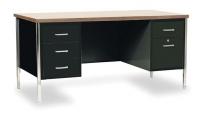 3XE77 Desk, Double Pedestal, Walnut, 60In H