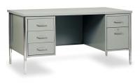 3XE78 Desk, Double Pedestal, Gray, 60In H