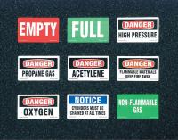 3XEX1 Gas Cylinder Label, 3 In. H, 5 In. W, PK 10