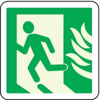 3YAH8 Fire Exit Sign, 8 x 8In, GRN/WHT, SYM, SURF
