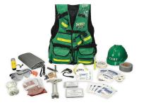 3YNH9 C.E.R.T. Vest Kit, 25 Piece, Hi Viz Green