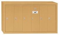 3YNU3 Vertical Mailbox, 6 Doors, Brass