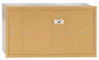 3YNV9 Vertical Mailbox, 6 Doors, Brass