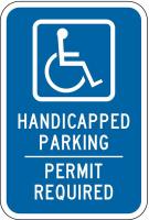 6CFZ2 Parking Sign, 18 x 12In, WHT/BL, G-53, MUTCD