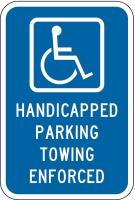 3YPE2 Parking Sign, 18 x 12In, WHT/BL, HDCP