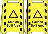 3YUX6 Caution Sign, 22 x 14In, BK/YEL, Spill Area