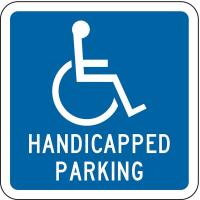 3YVK5 Parking Sign, 12 x 12In, WHT/BL, G-42, MUTCD