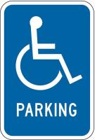 3YVL2 Parking Sign, 18 x 12In, WHT/BL, PRKG, HDCP