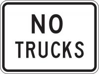 6AHN0 Traffic Sign, 18 x 24In, BK/WHT, No Trucks
