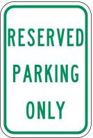 6GMG0 Parking Sign, 18 x 12In, GRN/WHT, Text