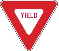 6AHH8 Traffic Sign, 36 x 36In, R/WHT, Yield, R1-2