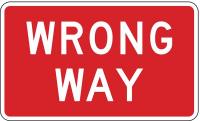 3ZTF5 Traffic Sign, 18 x 30In, WHT/R, Wrong Way