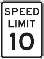 3ZTG6 Traffic Sign, 24 x 18In, BK/WHT, SP LIM 10