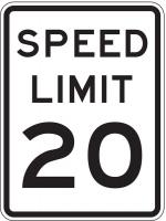 6CFR9 Traffic Sign, 24 x 18In, BK/WHT, SP LIM 20