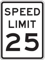 3ZTG9 Traffic Sign, 24 x 18In, BK/WHT, SP LIM 25